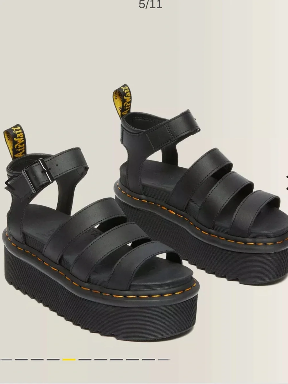 Dr. Martens Blaire Quad Black Leather Platform Strappy Sandals